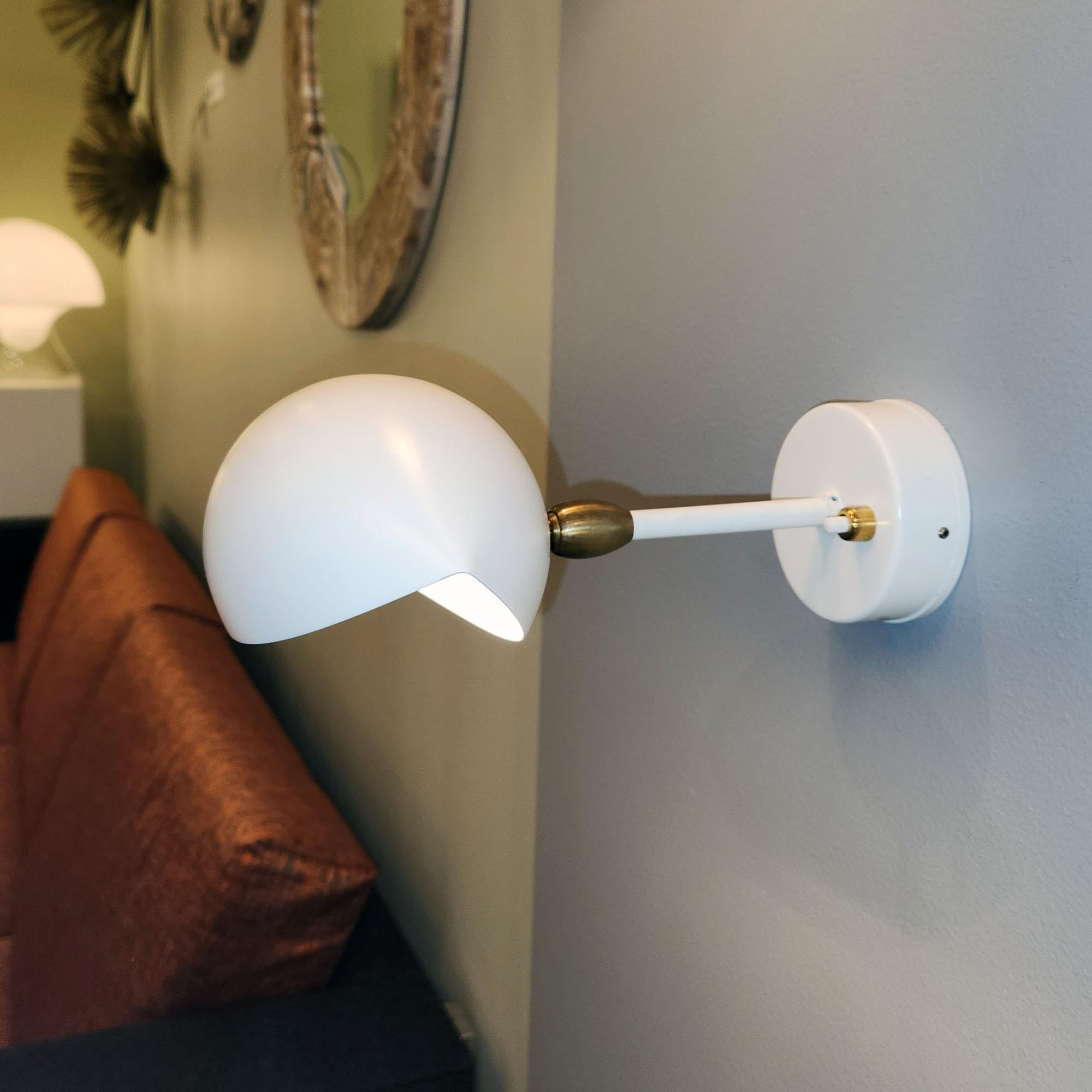 Chrome Serge Mouille - Eye Sconce in White For Sale