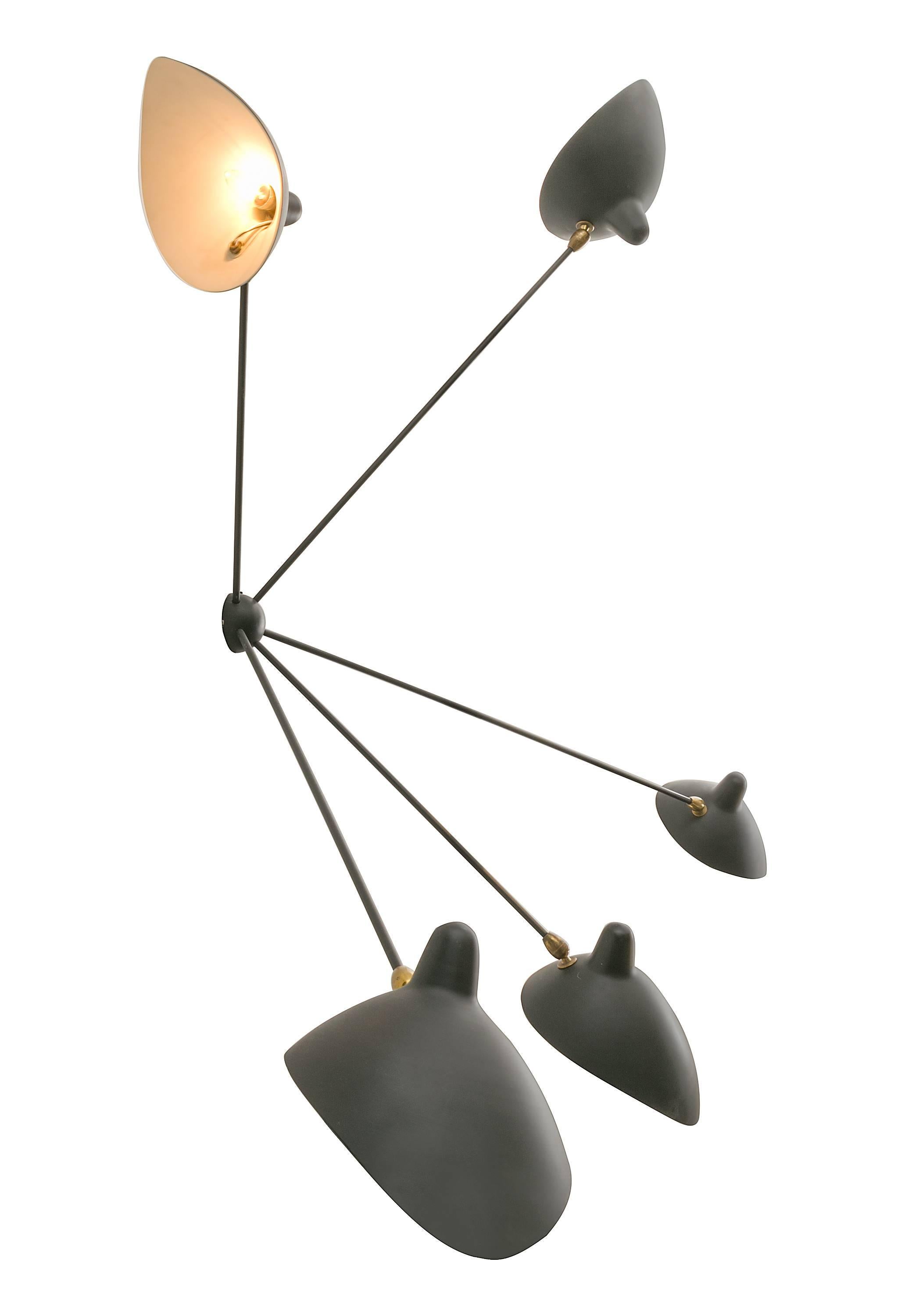 Mid-Century Modern Serge Mouille Five-Arm Wall Light, France, 1950s