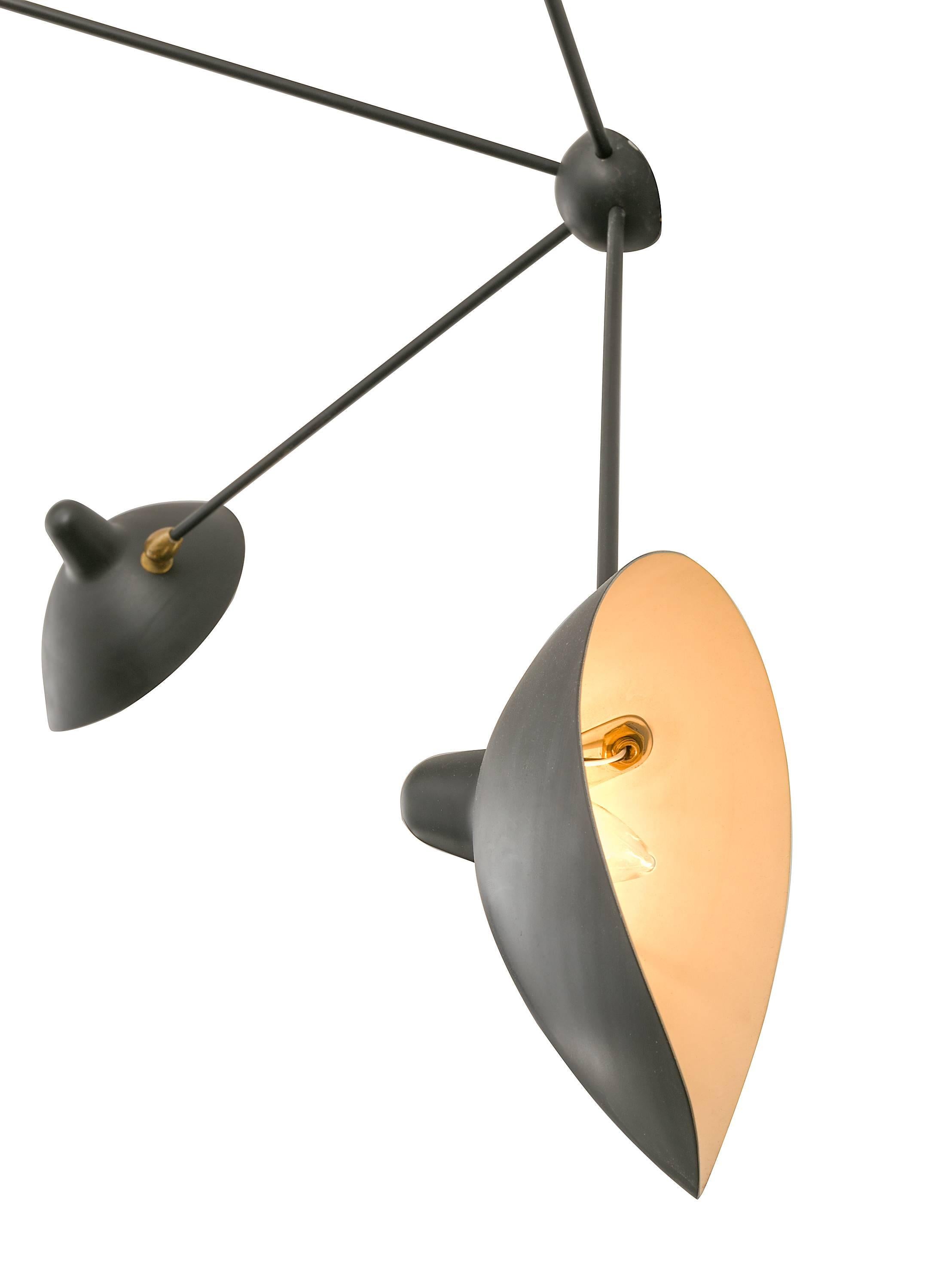 French Serge Mouille Five-Arm Wall Light, France, 1950s