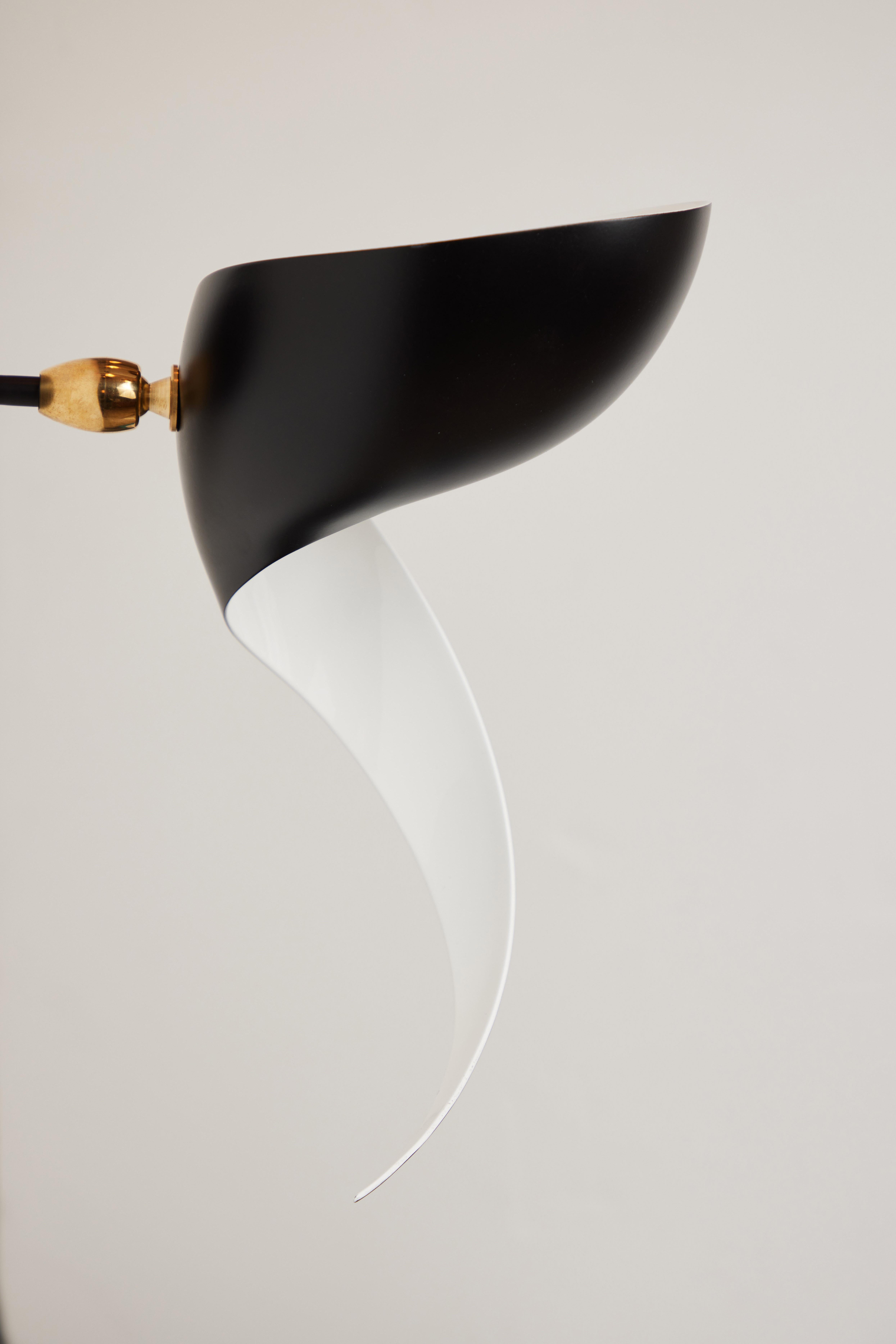 Serge Mouille 'Flame' Wall Lamp in Black For Sale 2