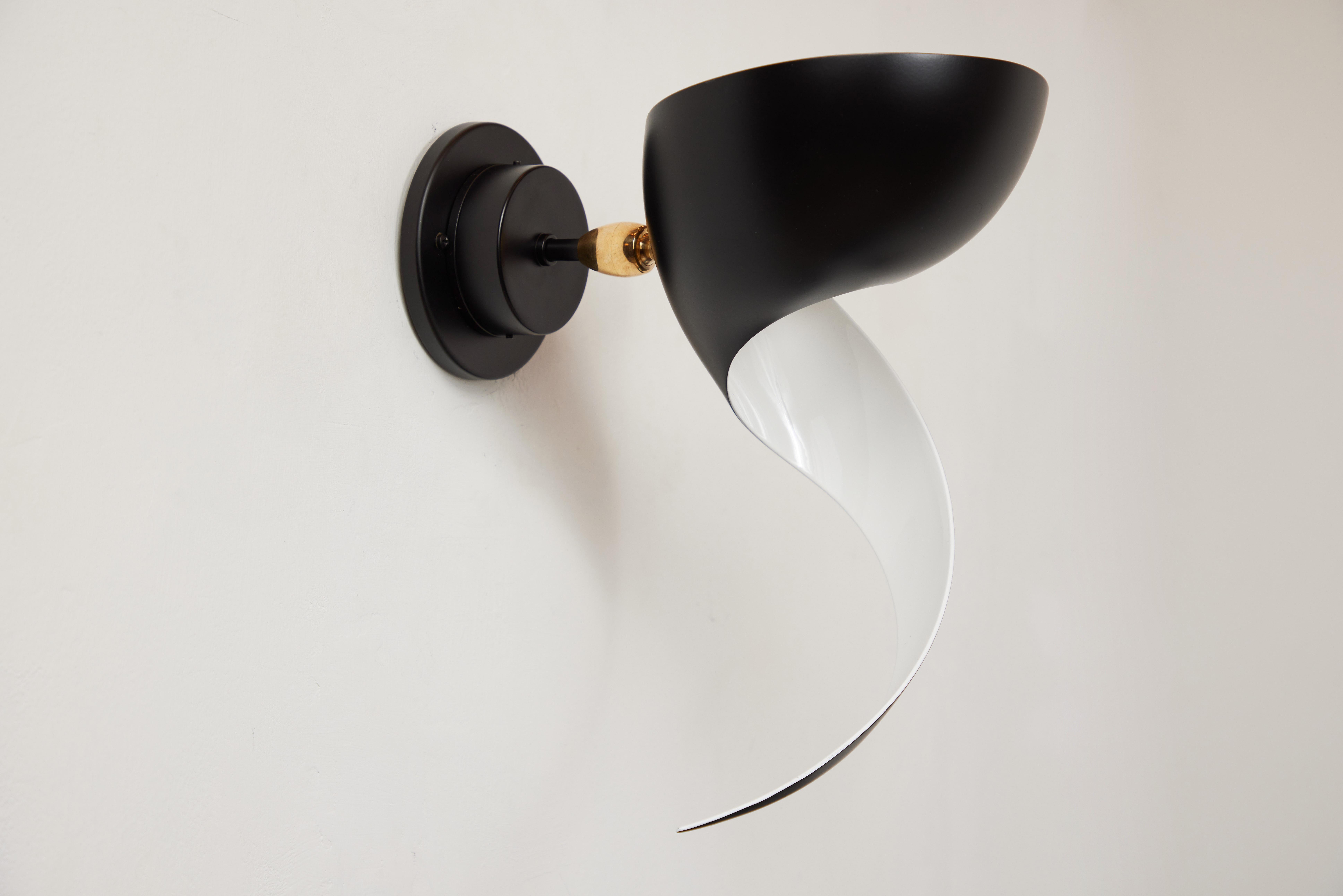 Serge Mouille 'Flame' Wall Lamp in Black For Sale 4