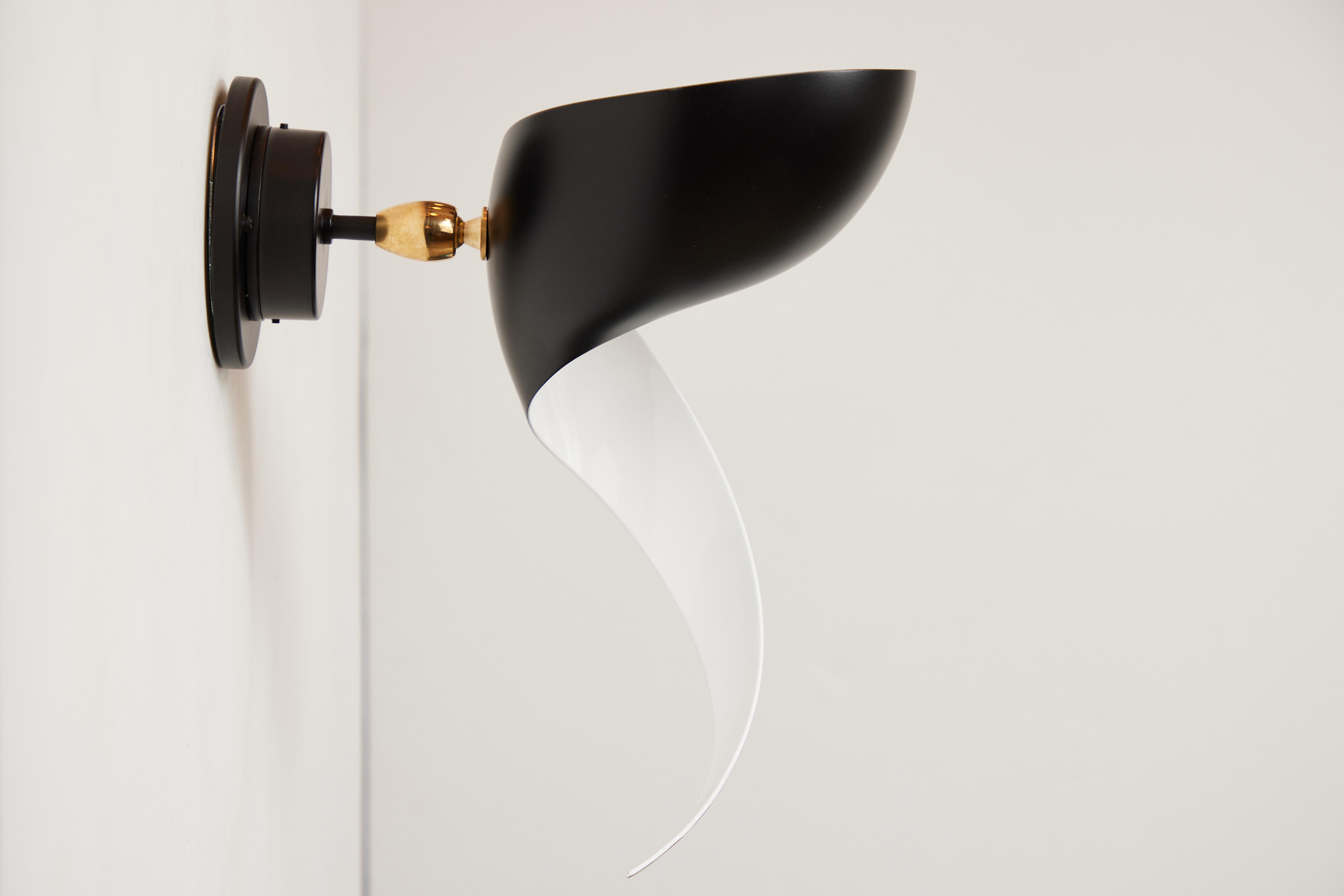 Aluminum Serge Mouille 'Flame' Wall Lamp in Black For Sale