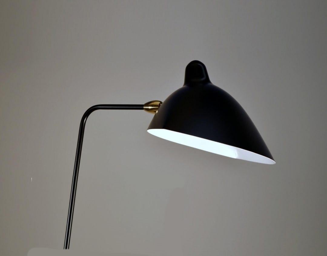 Modern Serge Mouille - Floor Lamp with 1 Arm in Black For Sale