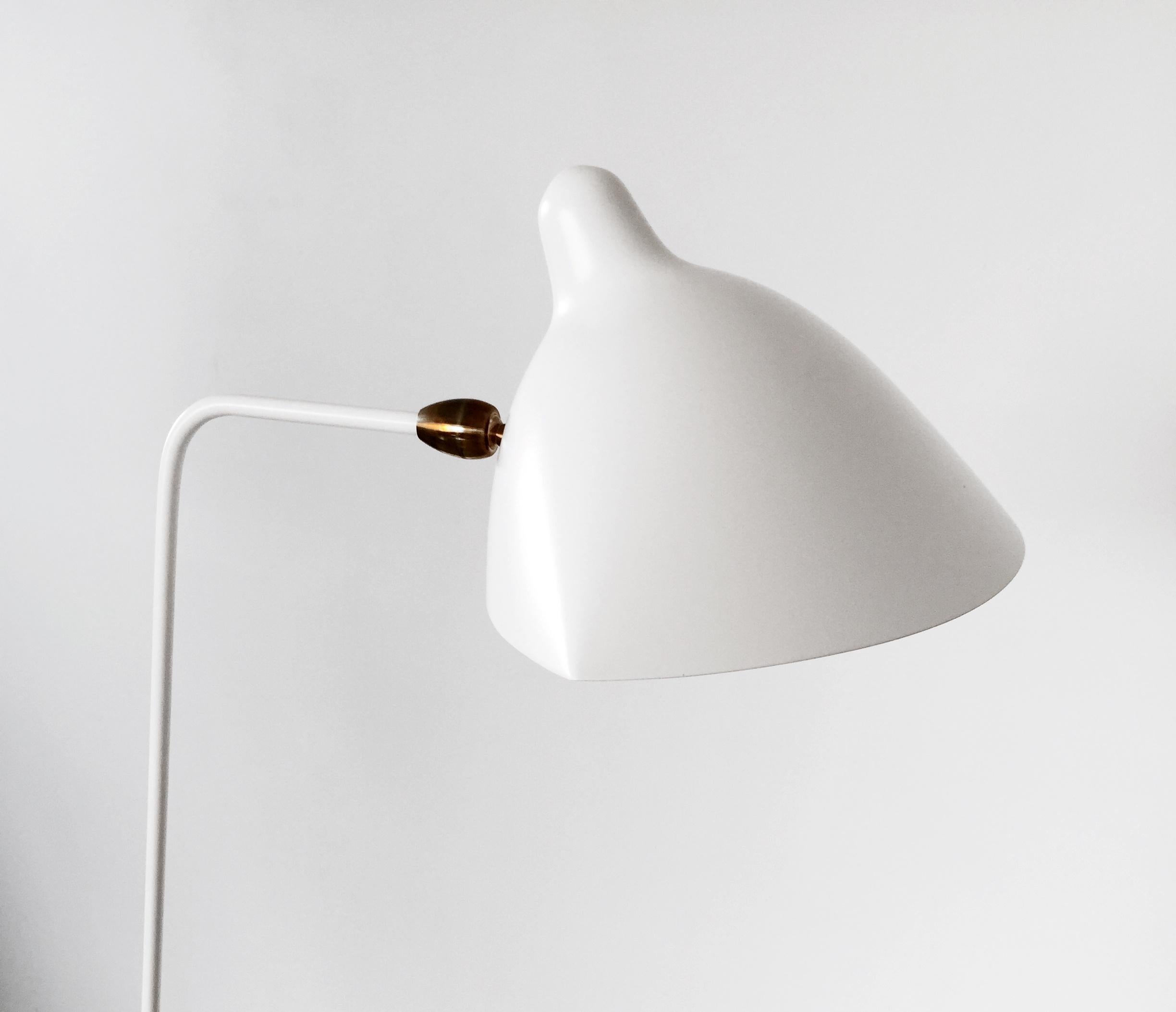 Painted Serge Mouille - Floor Lamp with 1 Arm in White For Sale