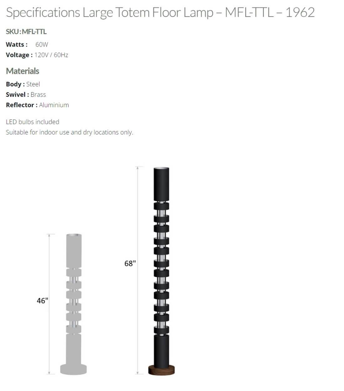 Serge Mouille - Grand lampadaire Totem noir en vente 1