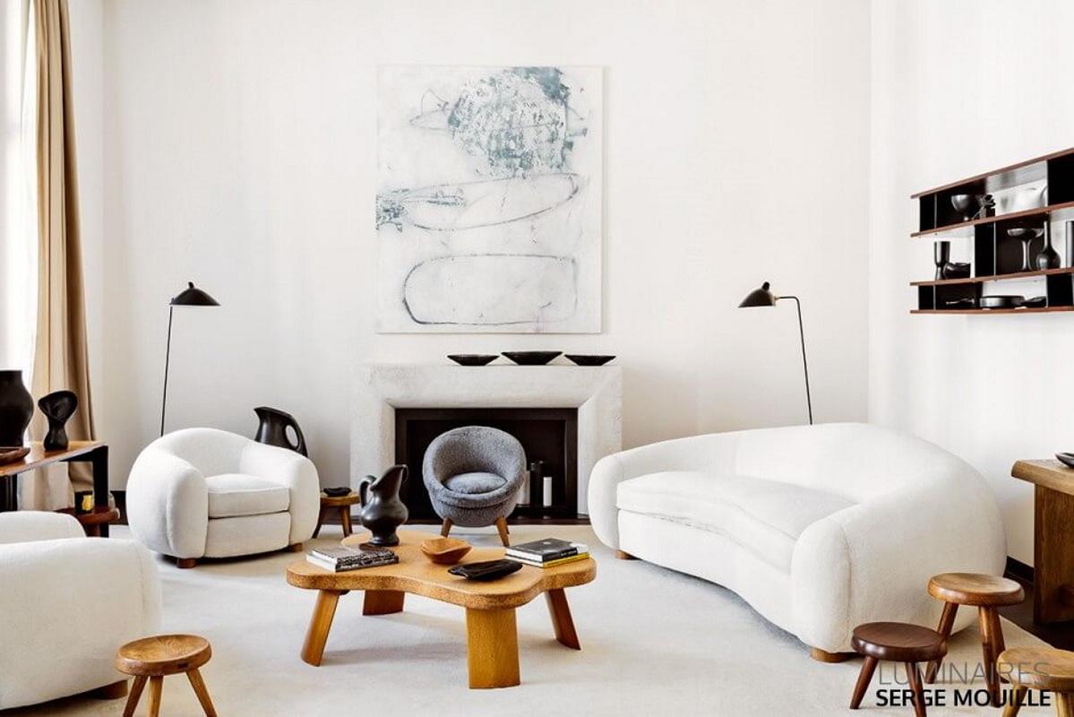 Contemporary Serge Mouille - Floor Lamp with 1 Arm in Black Wired for US Market - IN STOCK! For Sale