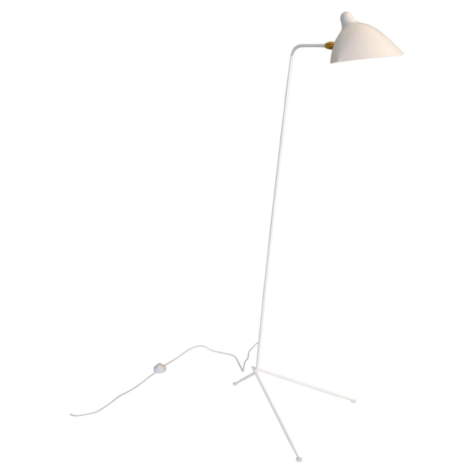 Serge Mouille - Floor Lamp with 1 Arm in White or Black For Sale