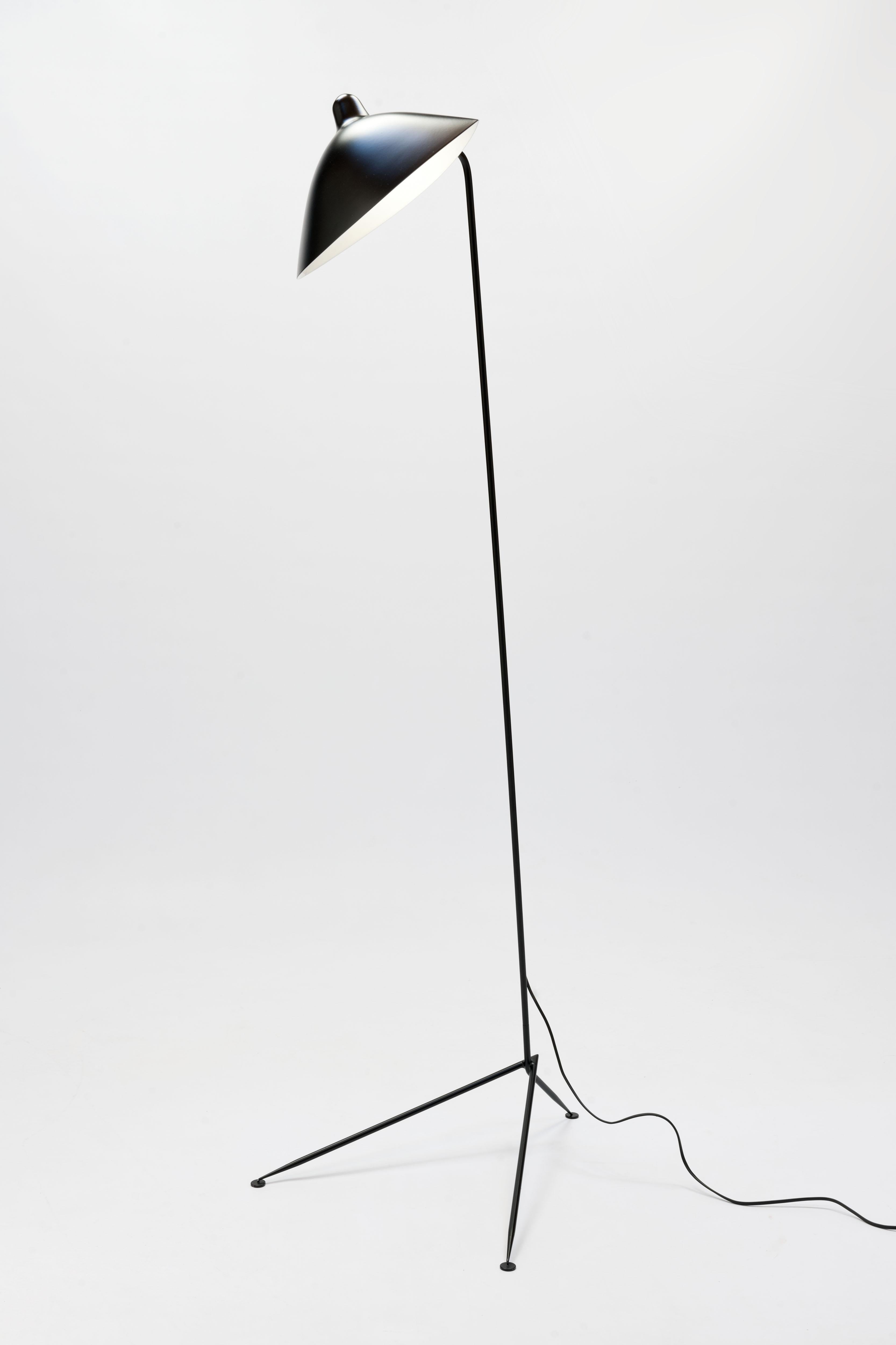 Mid-Century Modern Serge Mouille 'Lampadaire Droit' Floor Lamp, Certificate Included