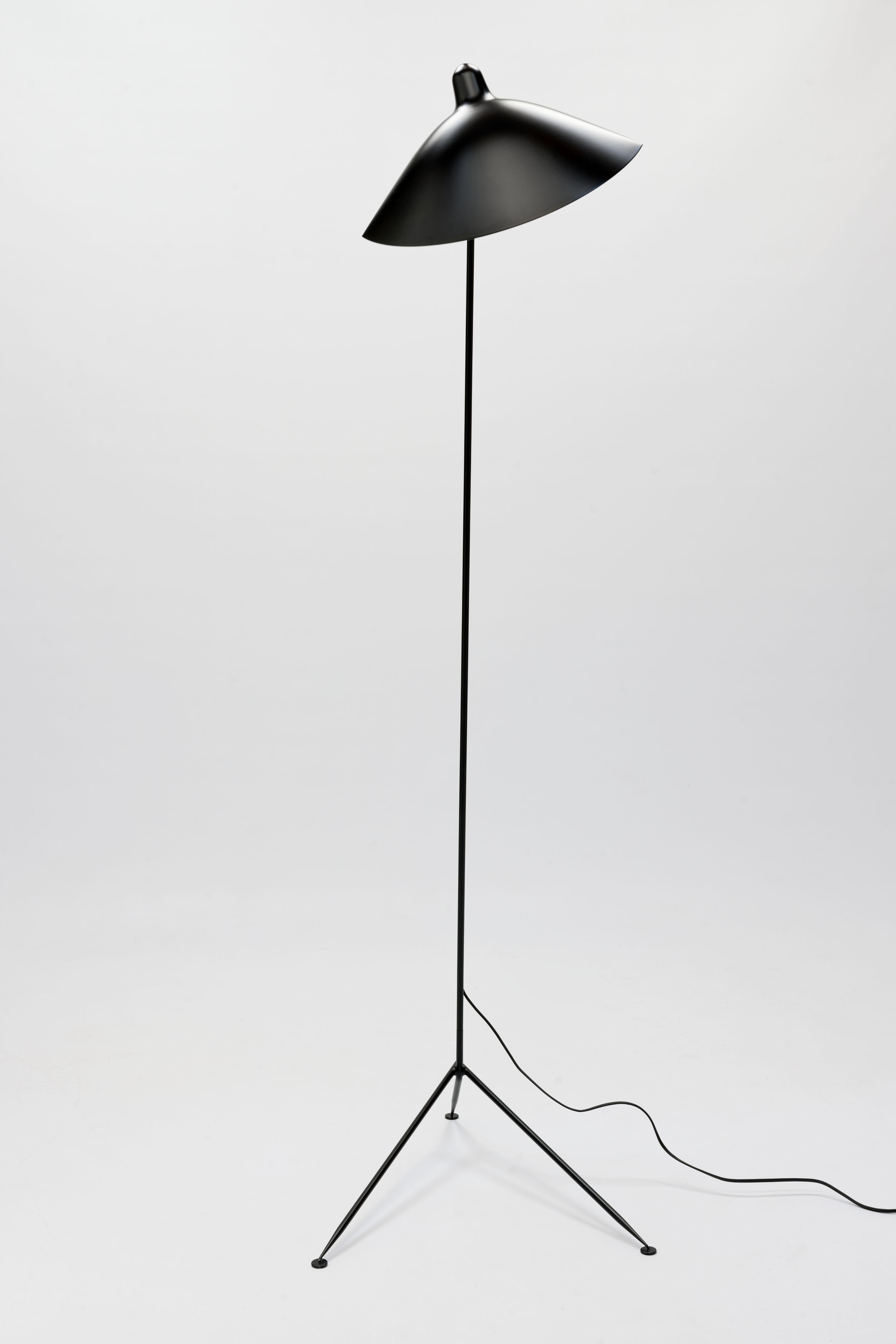 Mid-20th Century Serge Mouille 'Lampadaire Droit' Floor Lamp, Certificate Included