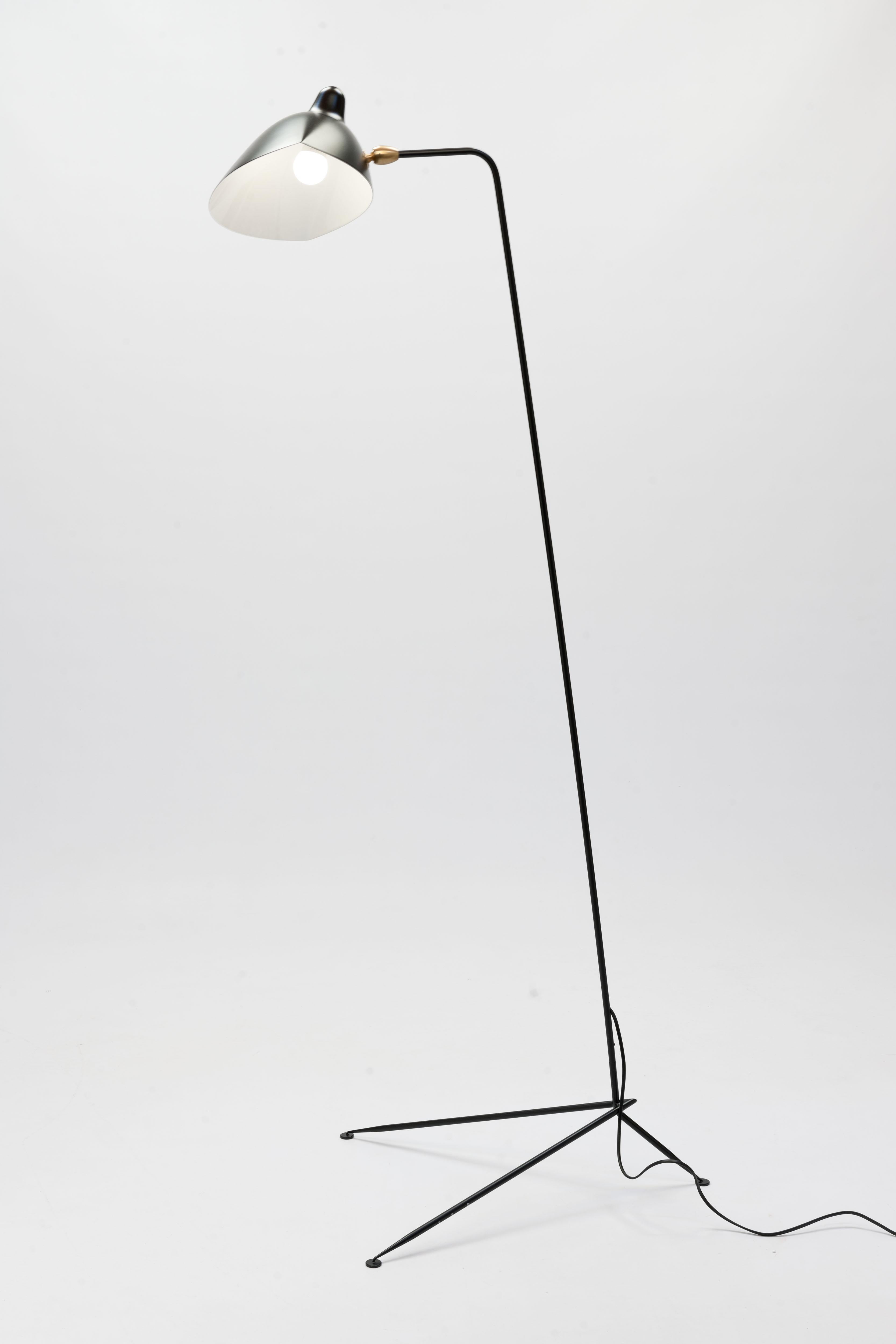 Steel Serge Mouille 'Lampadaire Droit' Floor Lamp, Certificate Included