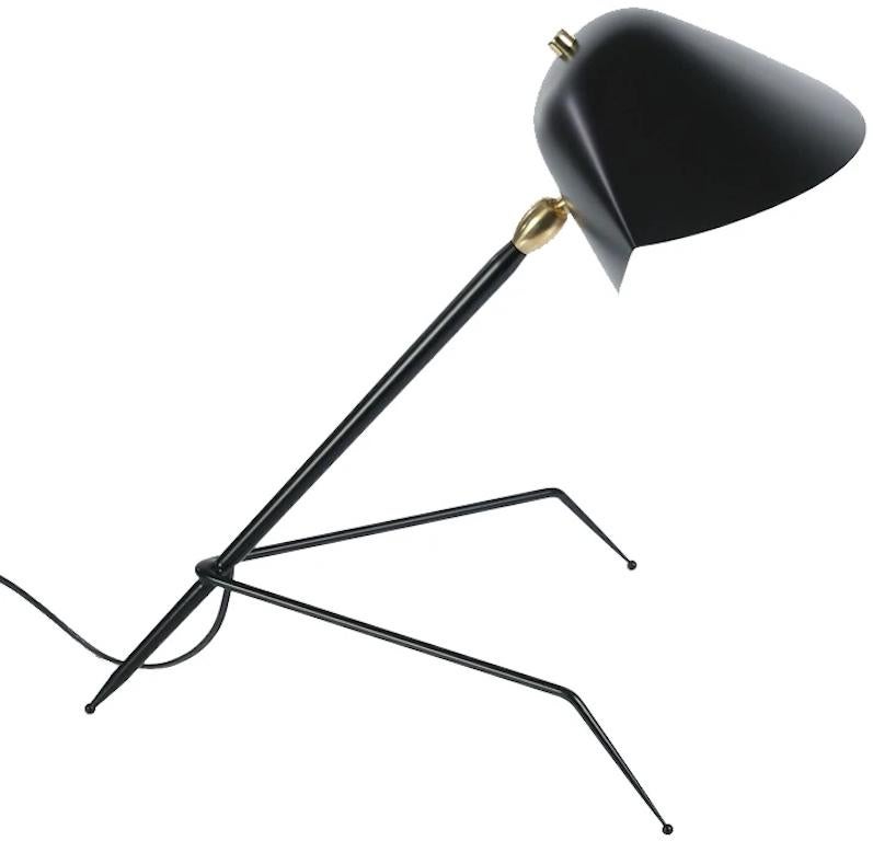 Mid-Century Modern Serge Mouille 'Lampe Tripode' Table Lamp in Black For Sale