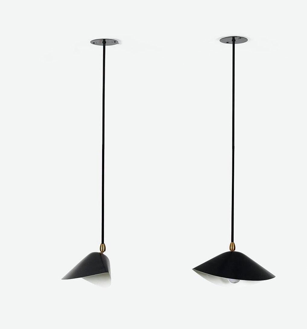 French Serge Mouille - Library Ceiling Lamp in Black For Sale