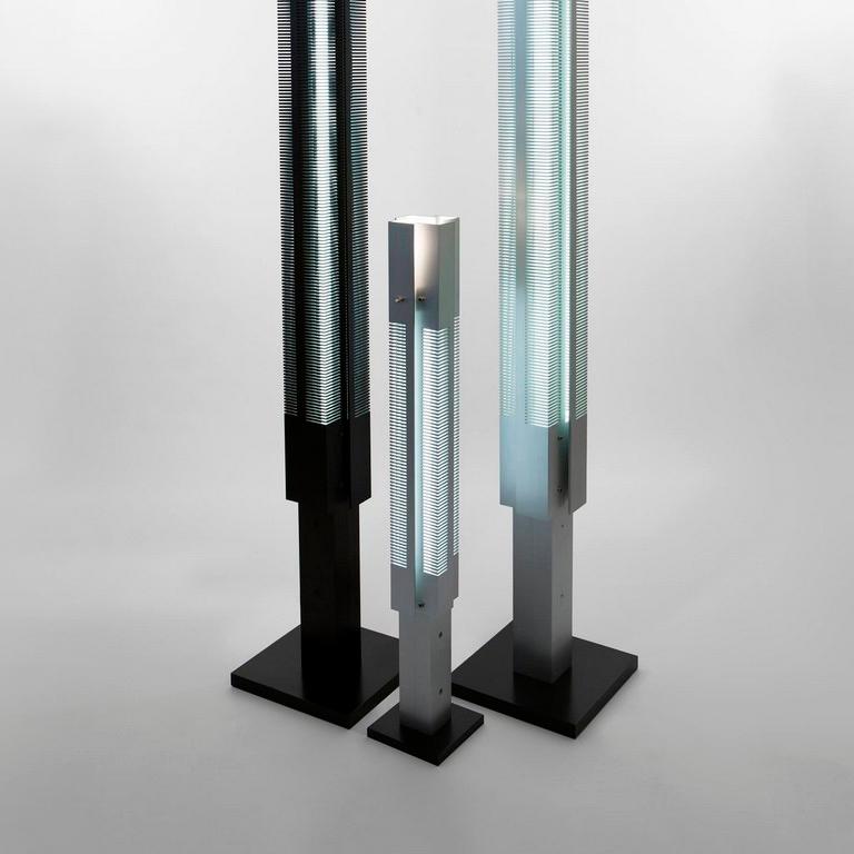 Contemporary Serge Mouille Mid-Century Modern Aluminium Small Signal Column Floor Lamp For Sale