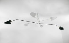 Serge Mouille Mid-Century Modern Black and White Six Rotaiting Arms Ceiling Lamp
