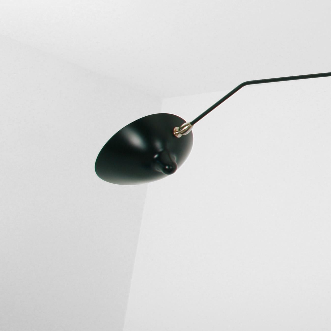 Contemporary Serge Mouille Black and White Six Rotating Arms Ceiling Lamp, Re-edition For Sale