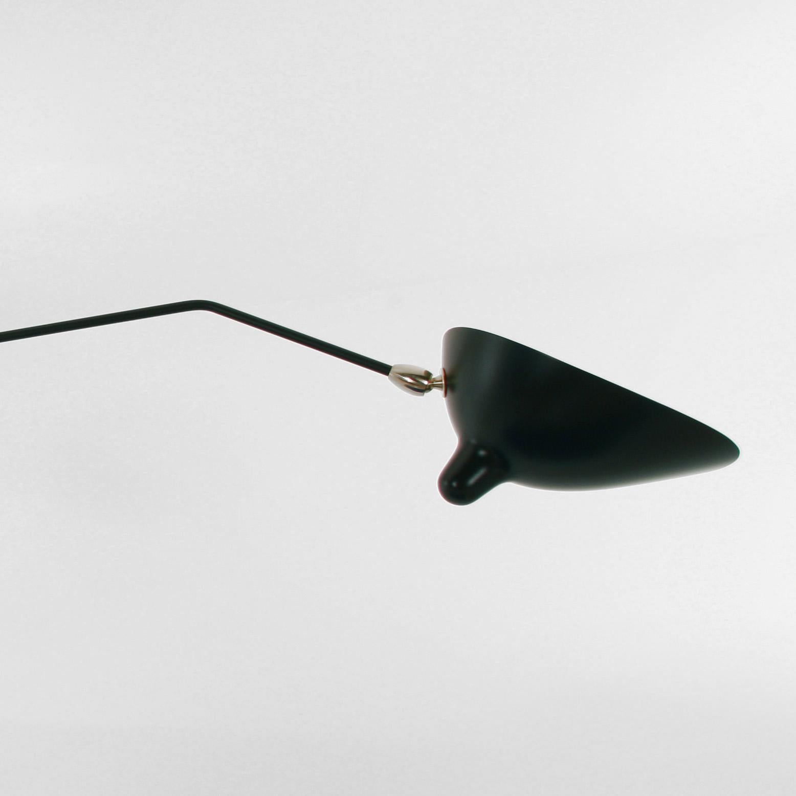 Aluminum Serge Mouille Black and White Six Rotating Arms Ceiling Lamp, Re-edition For Sale