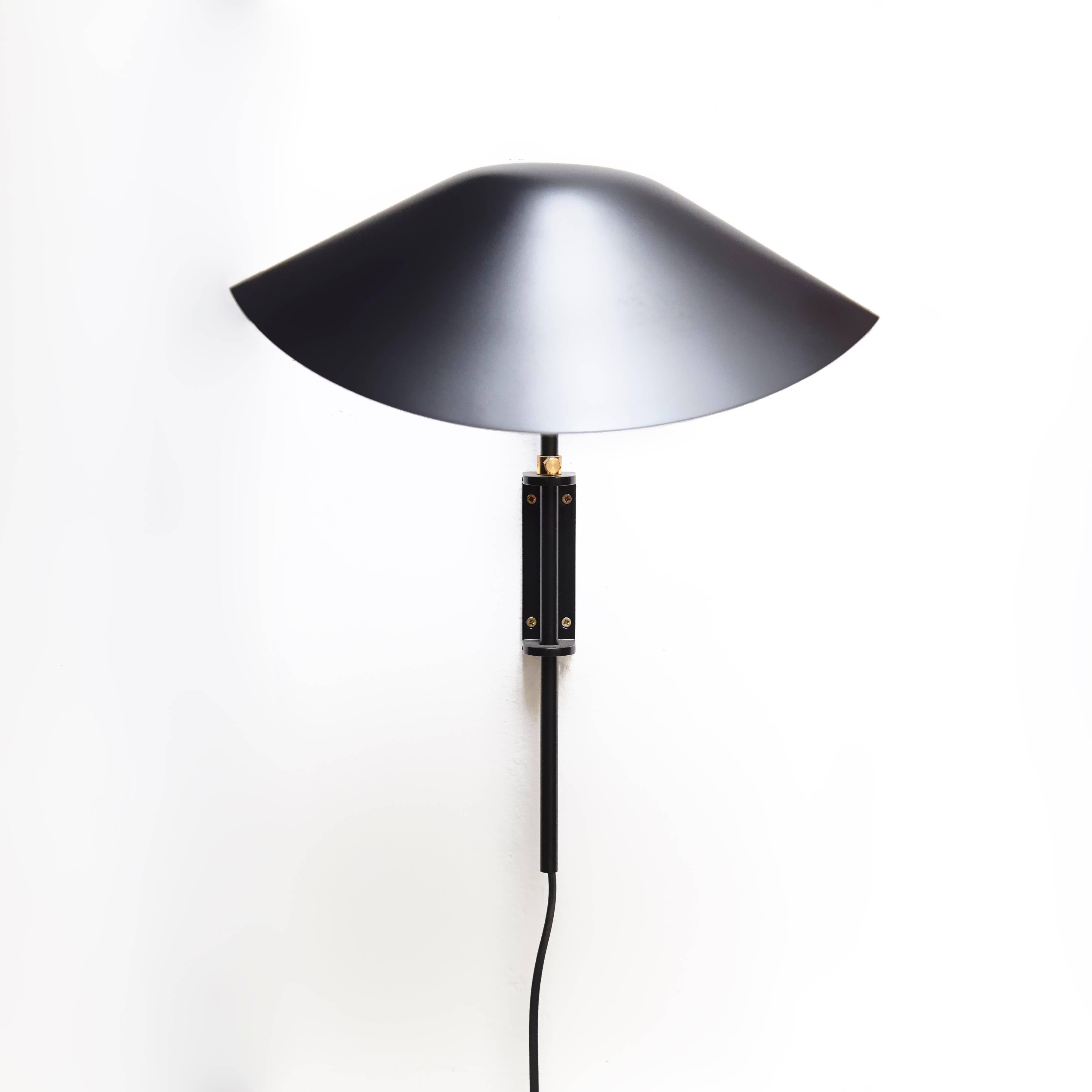 French Serge Mouille Mid-Century Modern Black Anthony Wall Lamp Whit Fixing Bracket