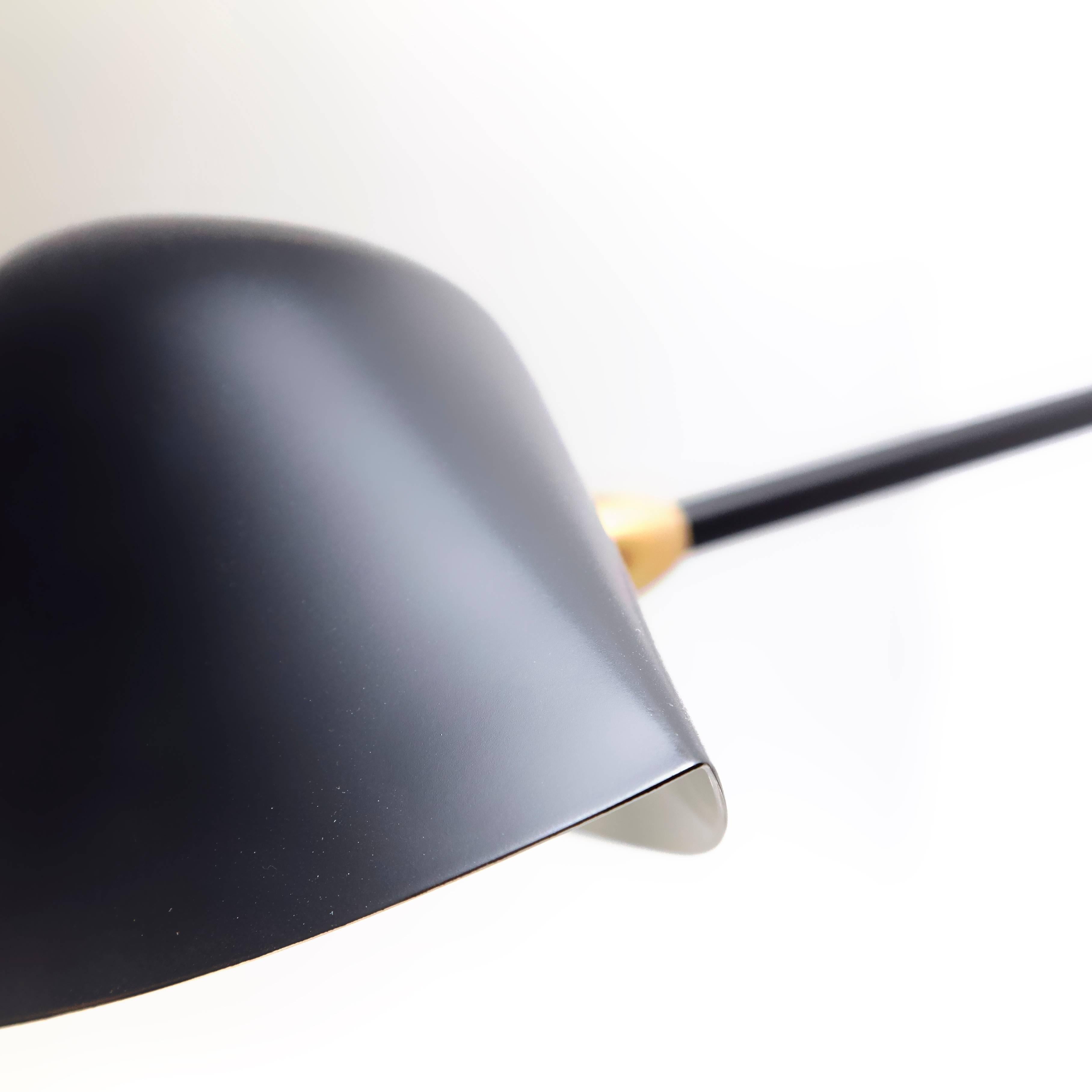 French Serge Mouille Mid-Century Modern Black Anthony Wall Lamp Whit Fixing Bracket For Sale