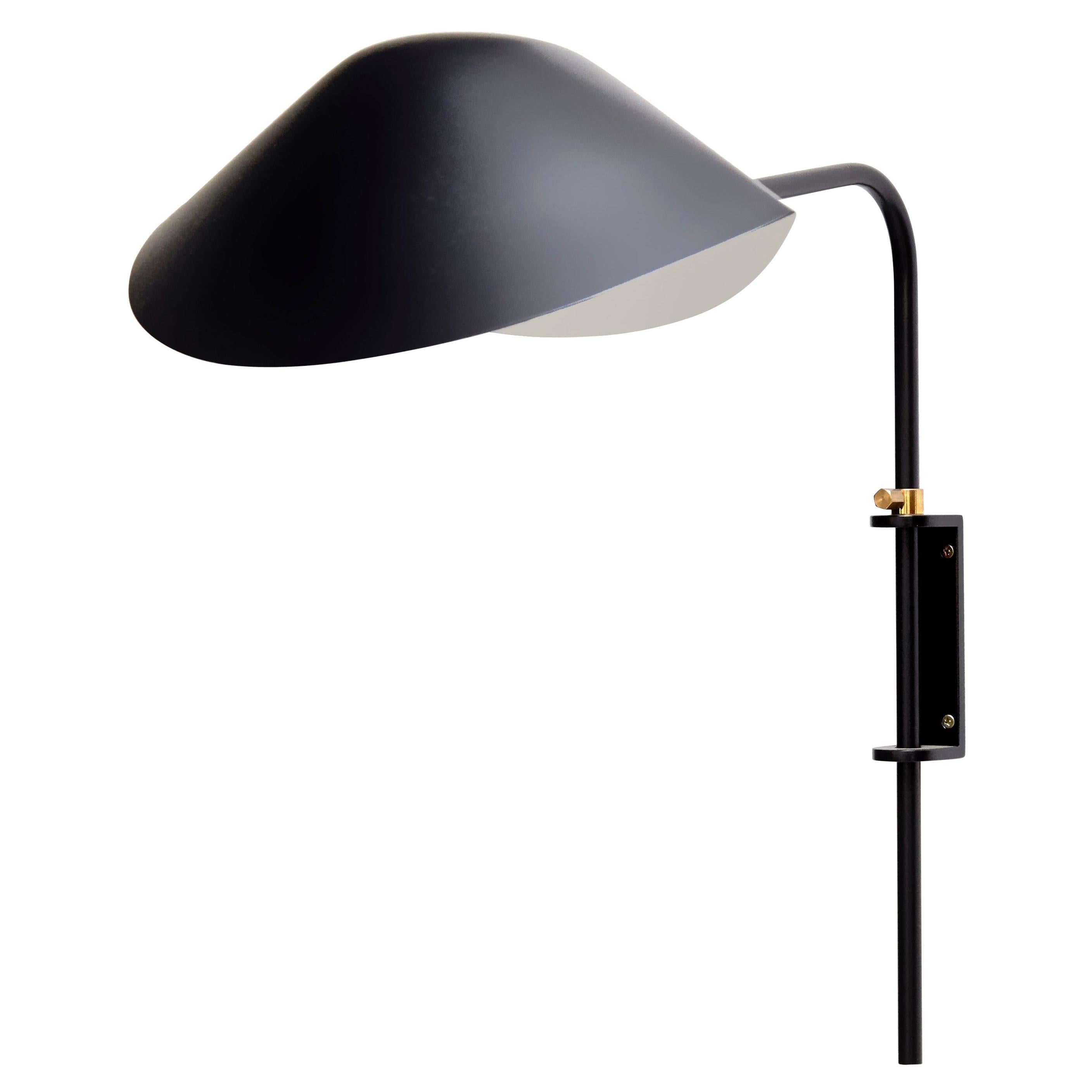 Serge Mouille Mid-Century Modern Black Anthony Wall Lamp Whit Fixing Bracket For Sale