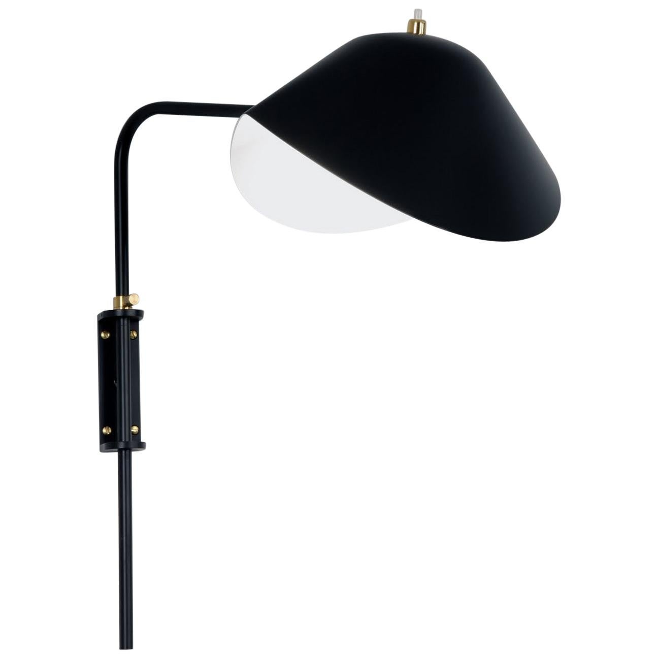 Serge Mouille Mid-Century Modern Black Anthony Wall Lamp Whit Fixing Bracket