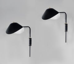 Serge Mouille Mid-Century Modern Black Anthony Wall Lamp Whit Fixing Bracket Set