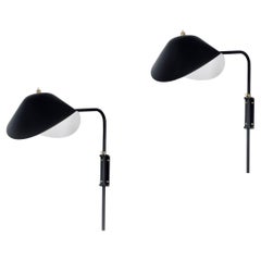 Serge Mouille Mid-Century Modern Black Anthony Wall Lamp Whit Fixing Bracket Set