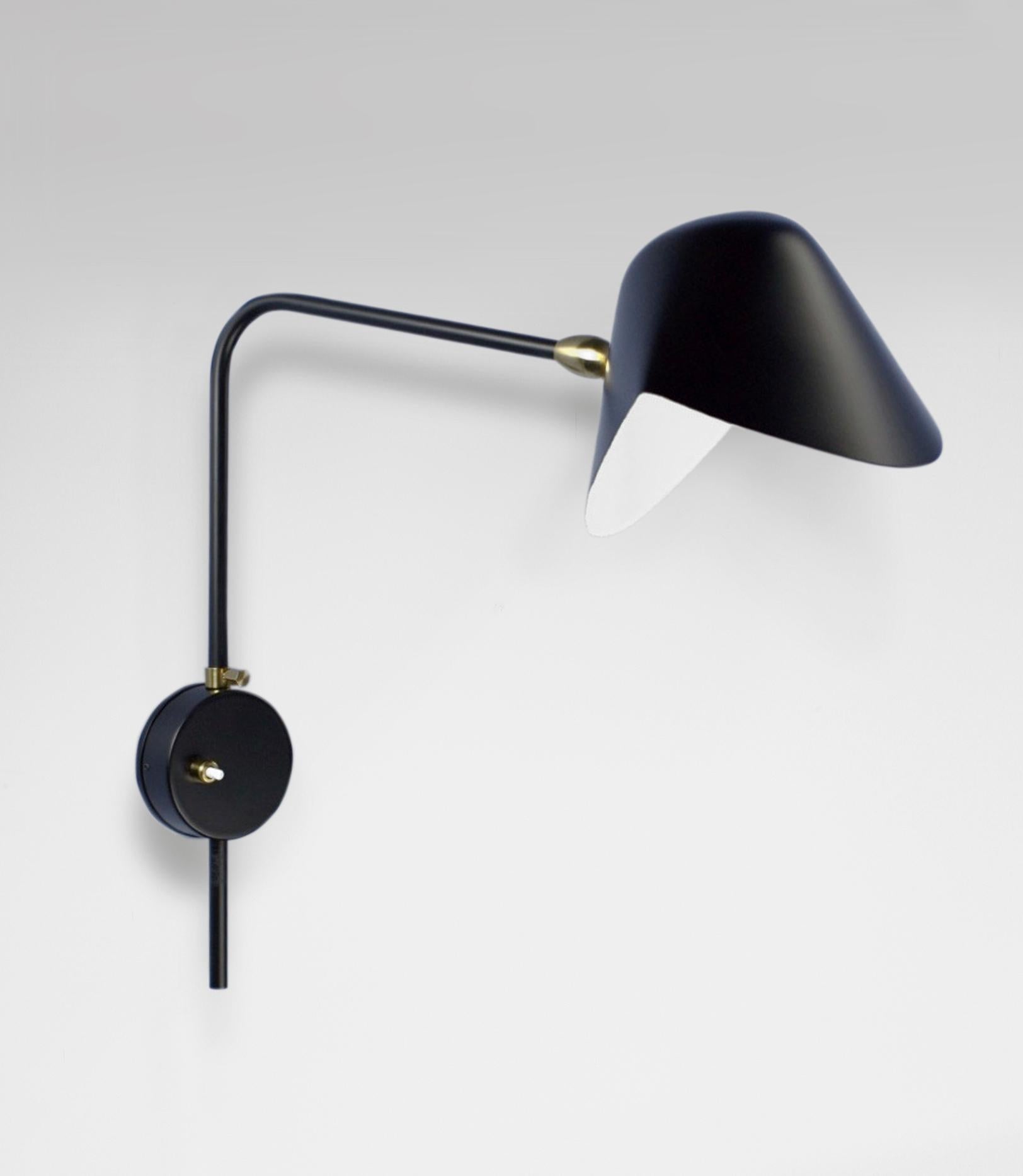 Serge Mouille Moderne schwarze Anthony-Wandleuchte Whit, Mid-Century Modern, rund, Schachtel (Moderne der Mitte des Jahrhunderts) im Angebot