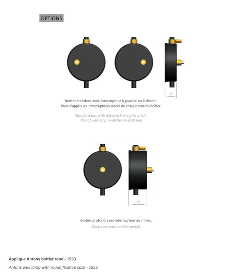Moderne schwarze Anthony-Wandleuchte von Serge Mouille aus der Mitte des Jahrhunderts Whit mit runder Fassung (21. Jahrhundert und zeitgenössisch) im Angebot
