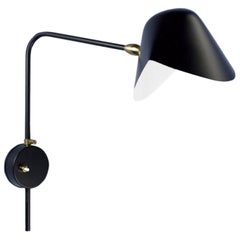 Serge Mouille Mid-Century Modern Black Anthony Wall Lamp Whit Round Fixation Box