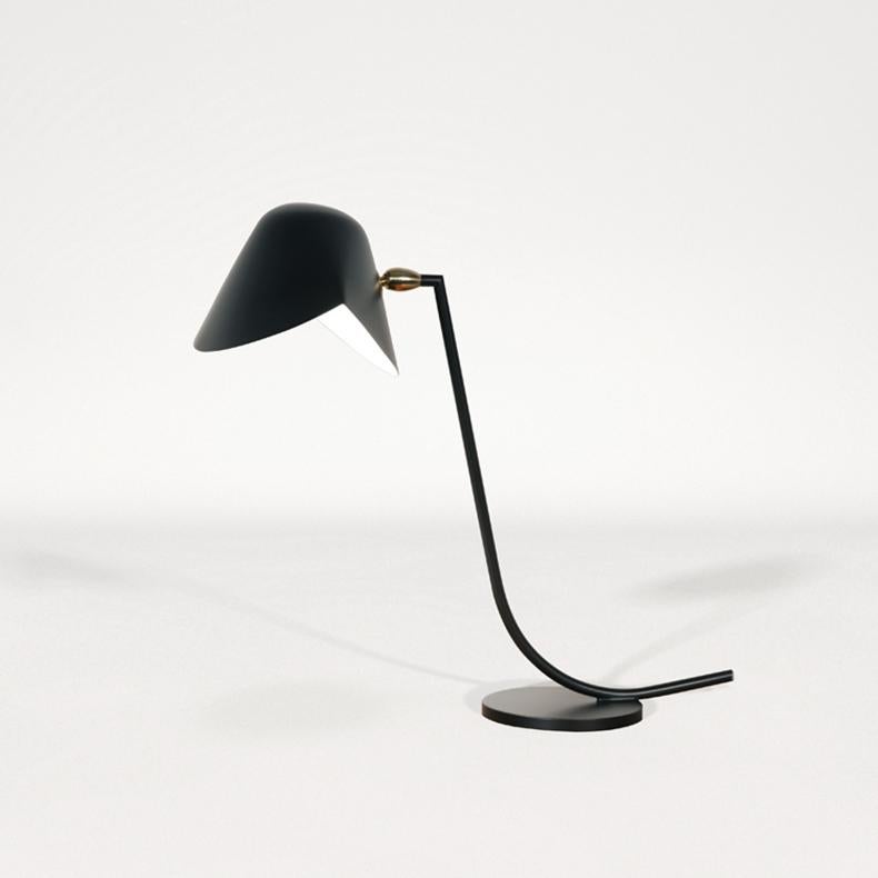 French Serge Mouille Mid-Century Modern Black Antony Table Lamp For Sale