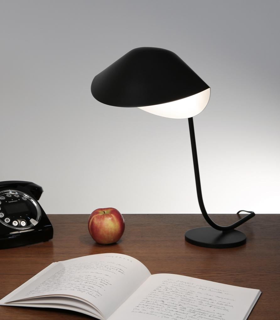 Brass Serge Mouille Mid-Century Modern Black Antony Table Lamp For Sale