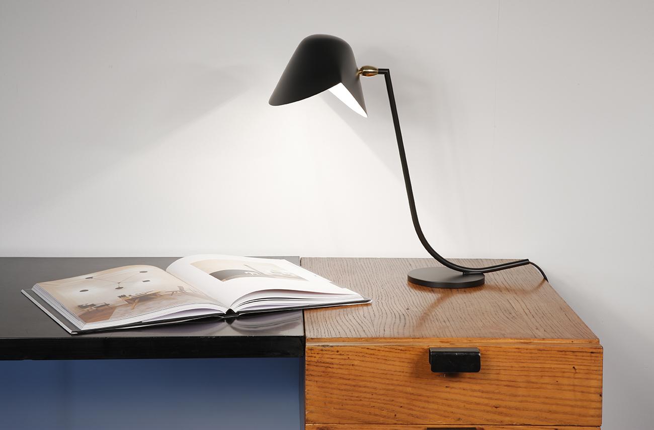 Aluminum Serge Mouille Mid-Century Modern Black Antony Table Lamp For Sale