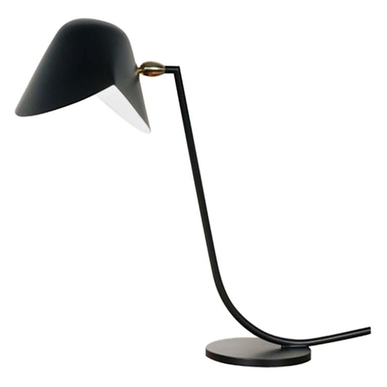 Moderne schwarze Antony-Tischlampe von Serge Mouille aus der Mitte des Jahrhunderts