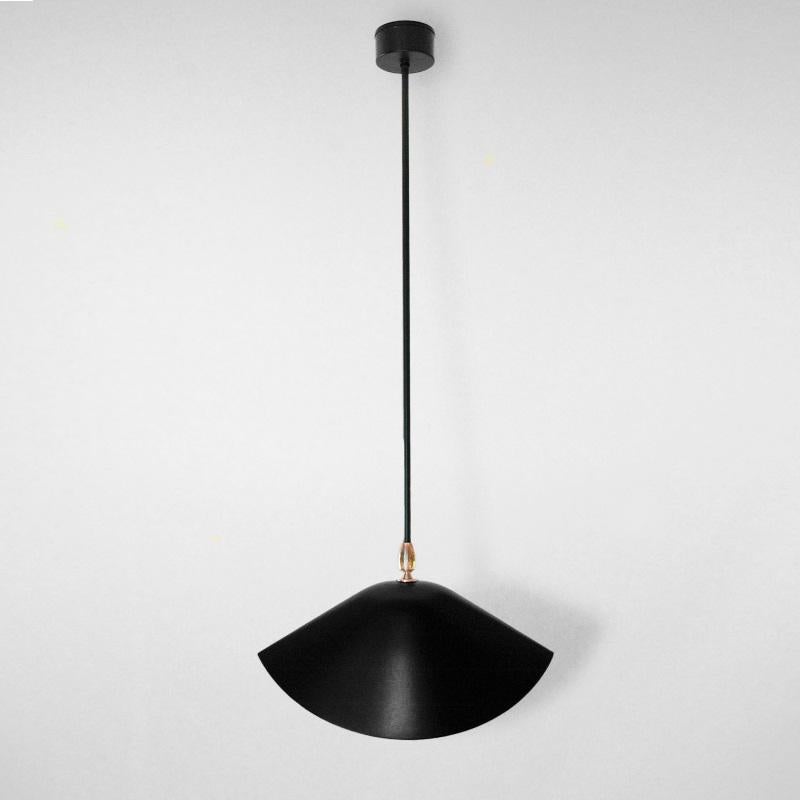 French Serge Mouille Mid-Century Modern Black Bibliothèque Ceiling Lamp