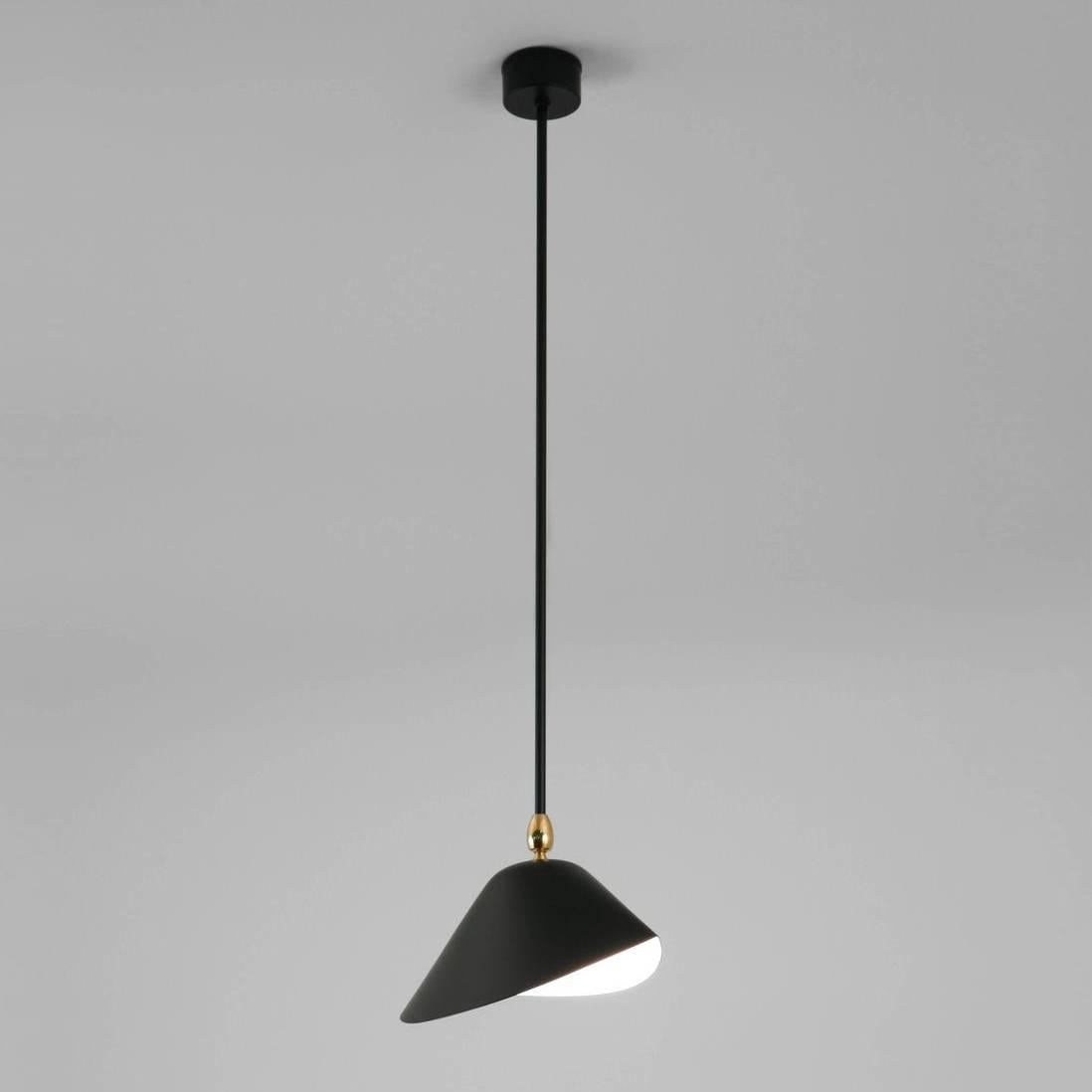 French Serge Mouille Mid-Century Modern Black Bibliothèque Ceiling Lamp For Sale