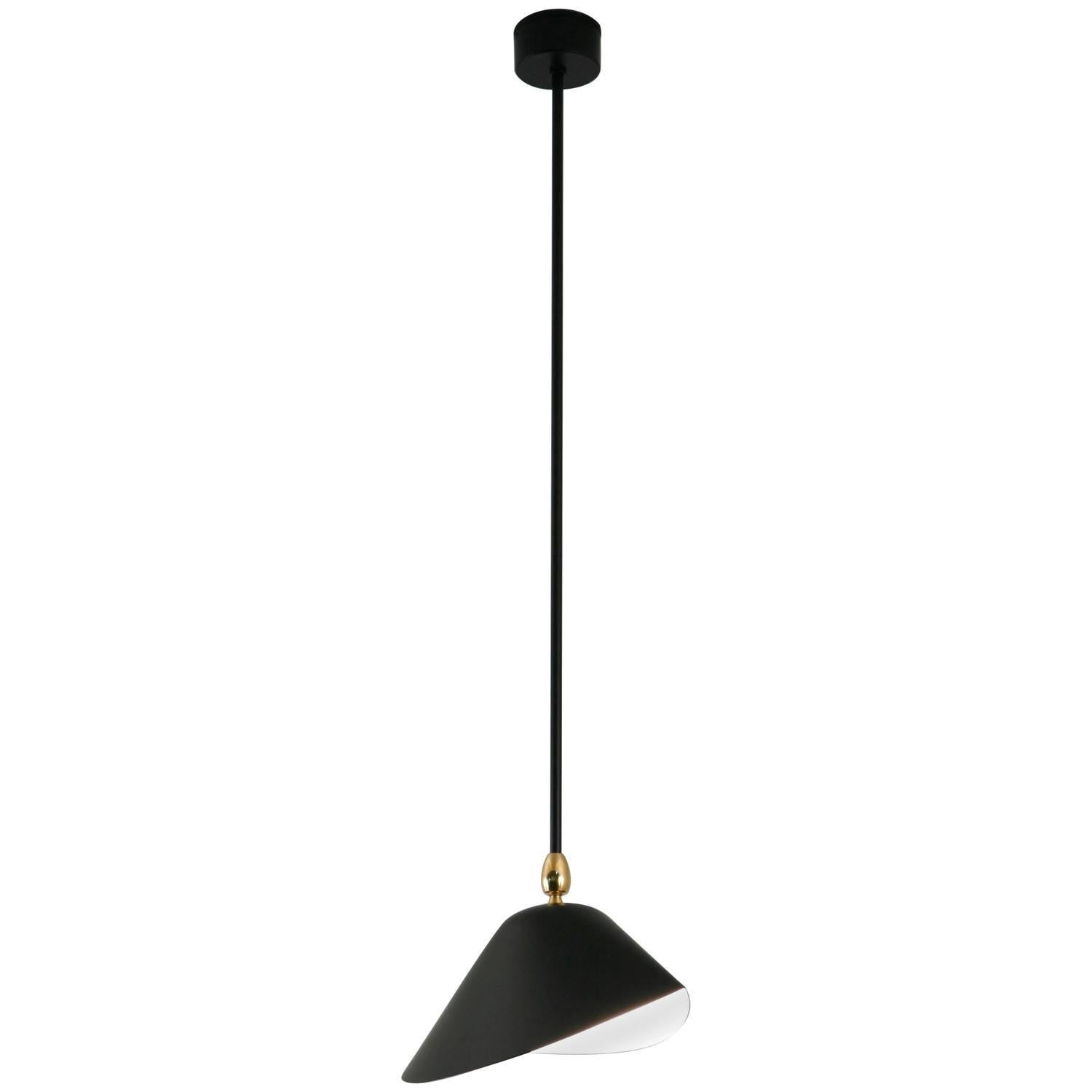 Serge Mouille Mid-Century Modern Black Bibliothèque Ceiling Lamp