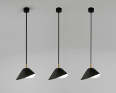 Serge Mouille Mid-Century Modern Black Bibliothèque Ceiling Lamp Set of Three
