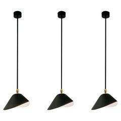 Serge Mouille Mid-Century Modern Black Bibliothèque Ceiling Lamp Set of Three