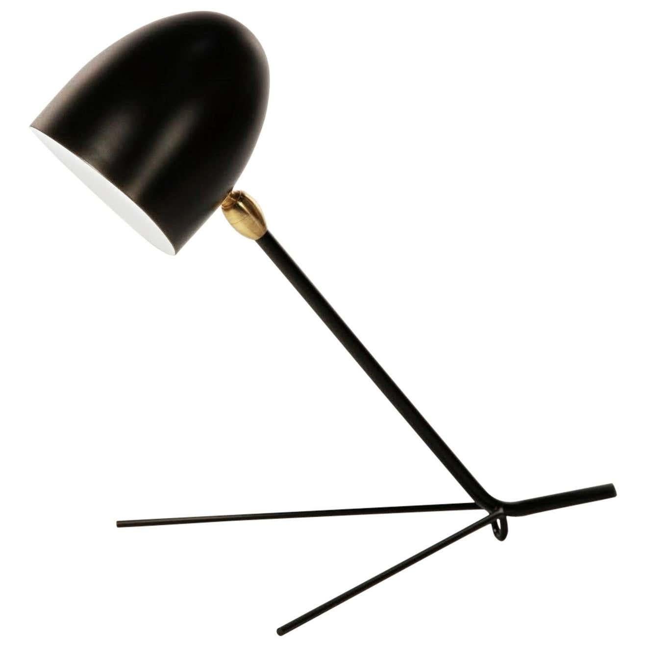 Serge Mouille Mid-Century Modern Black Cocotte Table Lamp For Sale 4