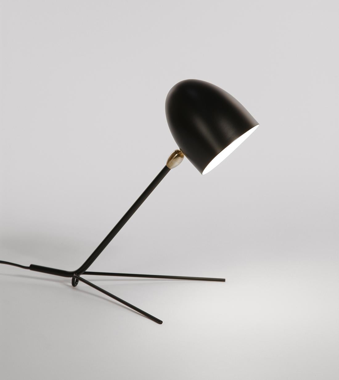 French Serge Mouille Mid-Century Modern Black Cocotte Table Lamp