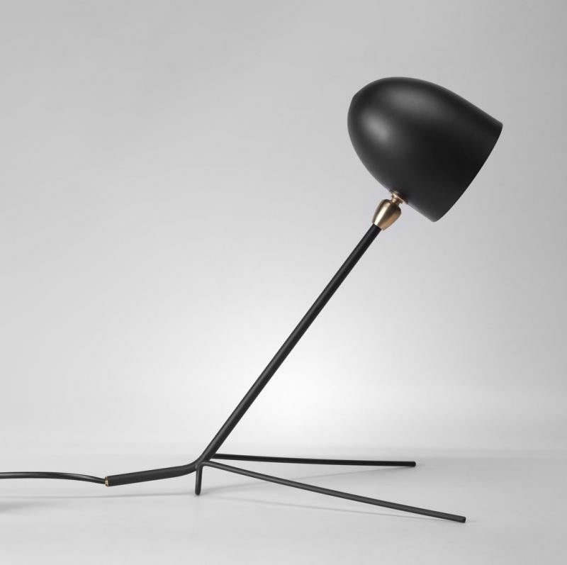 French Serge Mouille Mid-Century Modern Black Cocotte Table Lamp For Sale