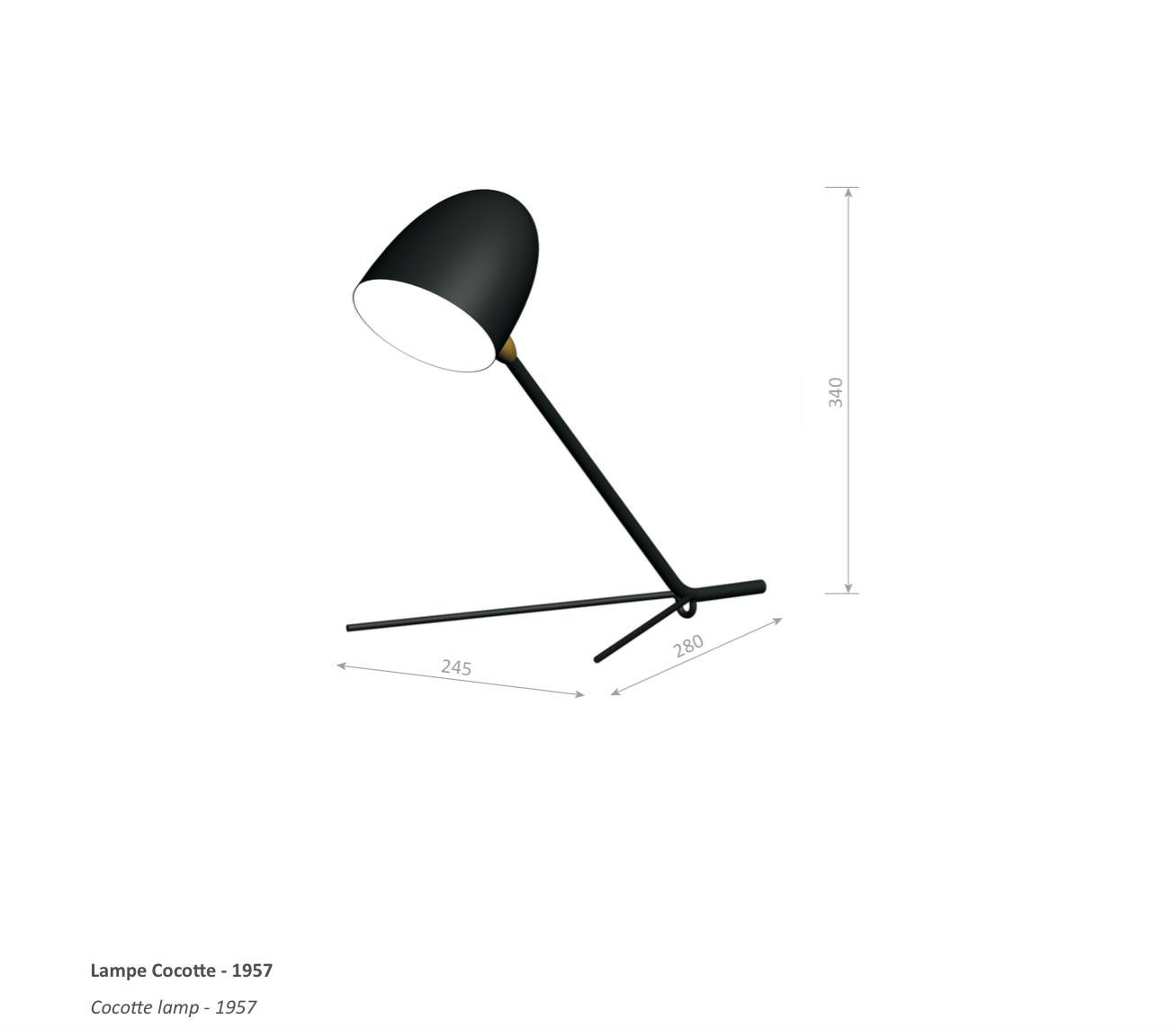Lampada da tavolo Cocotte nera di Serge Mouille, moderna, di metà secolo in vendita 1