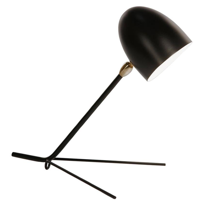 Serge Mouille Mid-Century Modern Black Cocotte Table Lamp For Sale