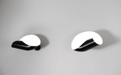 Serge Mouille Mid-Century Modern Black Conche Wall Lamp Set