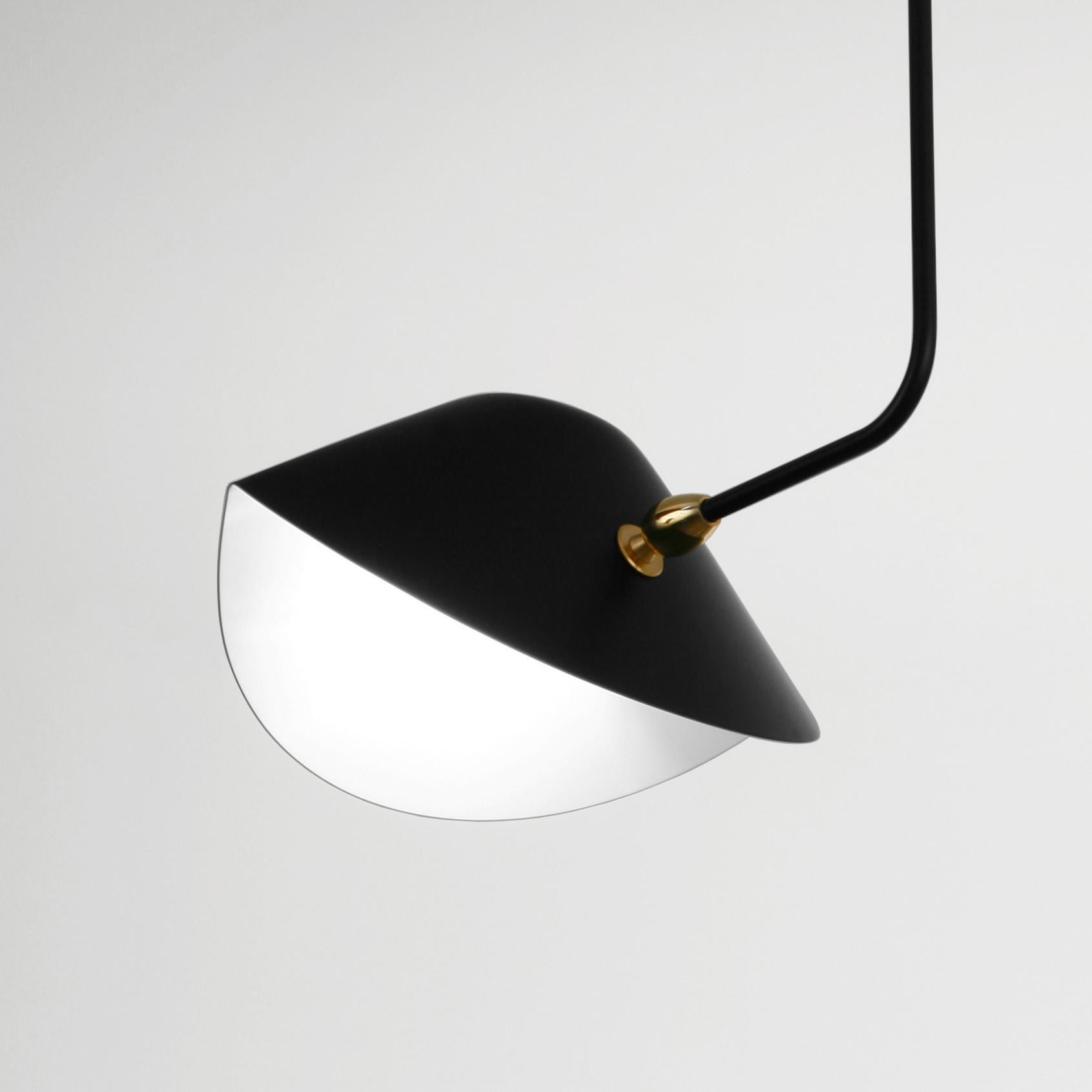 Serge Mouille Mid-Century Modern Black Curved Bibliothèque Ceiling Lamp In New Condition For Sale In Barcelona, Barcelona