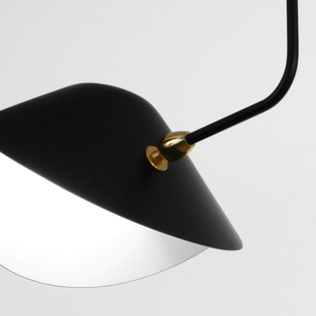 Contemporary Serge Mouille Mid-Century Modern Black Curved Bibliothèque Ceiling Lamp
