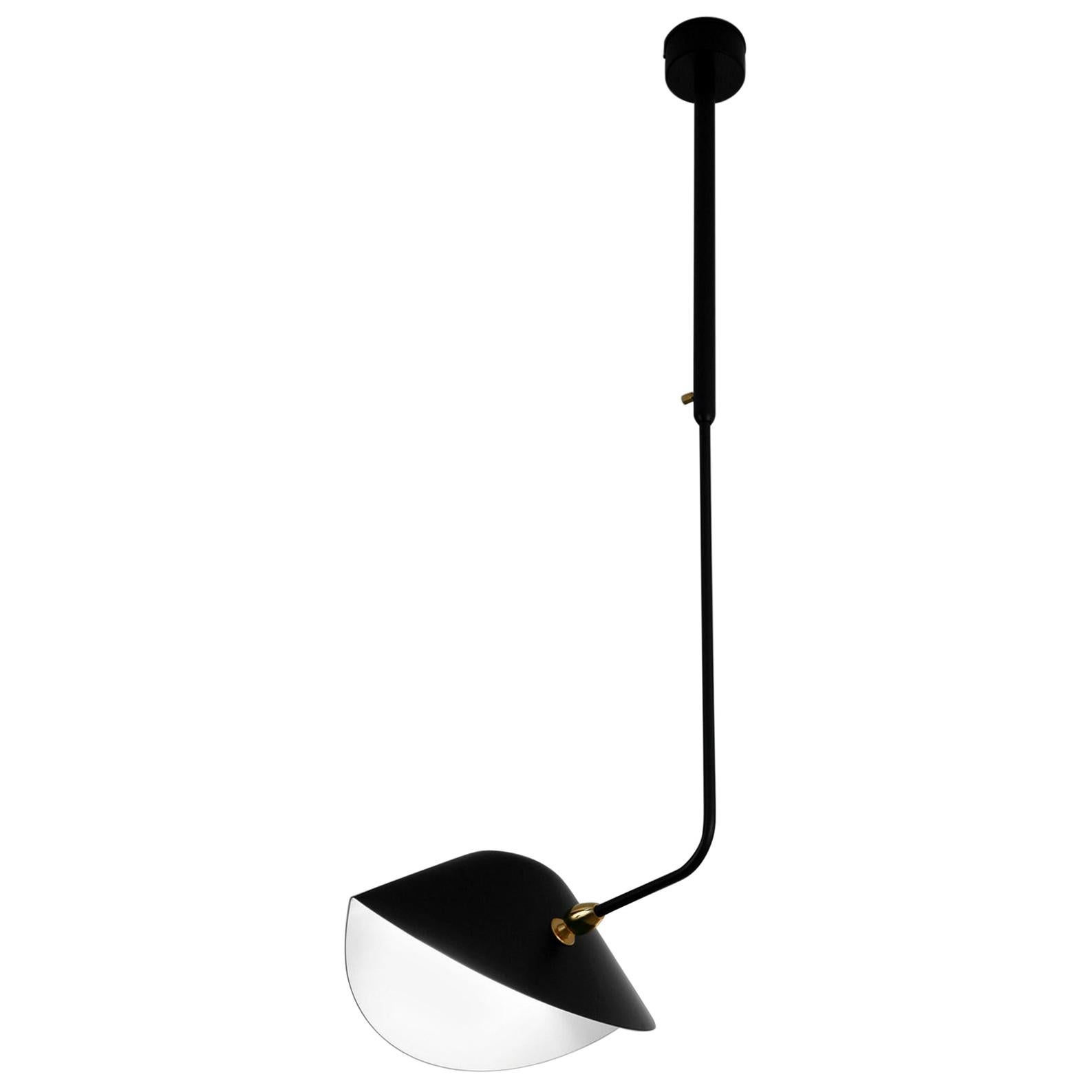 Serge Mouille Mid-Century Modern Black Curved Bibliothèque Ceiling Lamp