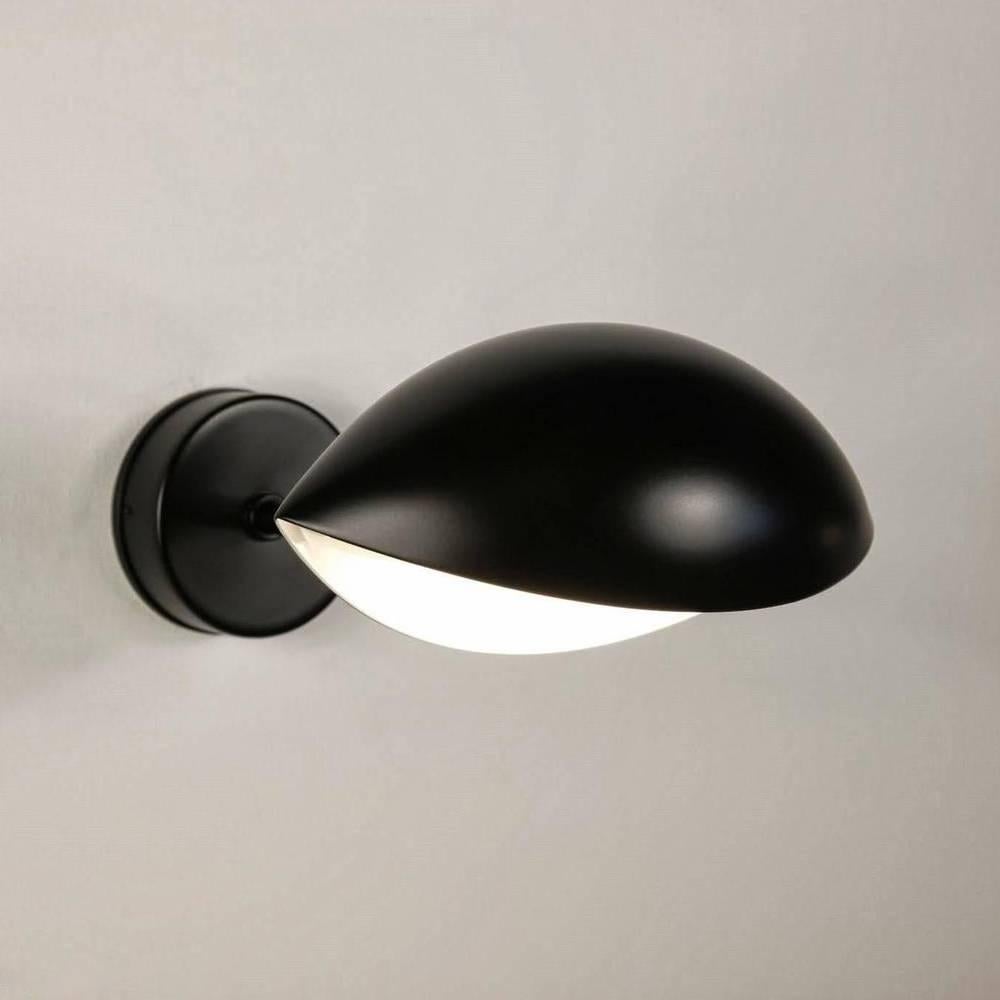 French Serge Mouille Mid-Century Modern Black Eye Sconce Wall Lamp