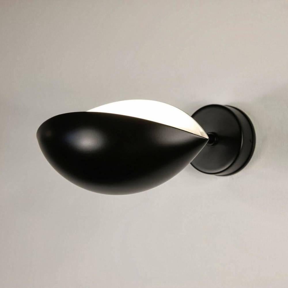 French Serge Mouille Mid-Century Modern Black Eye Sconce Wall Lamp
