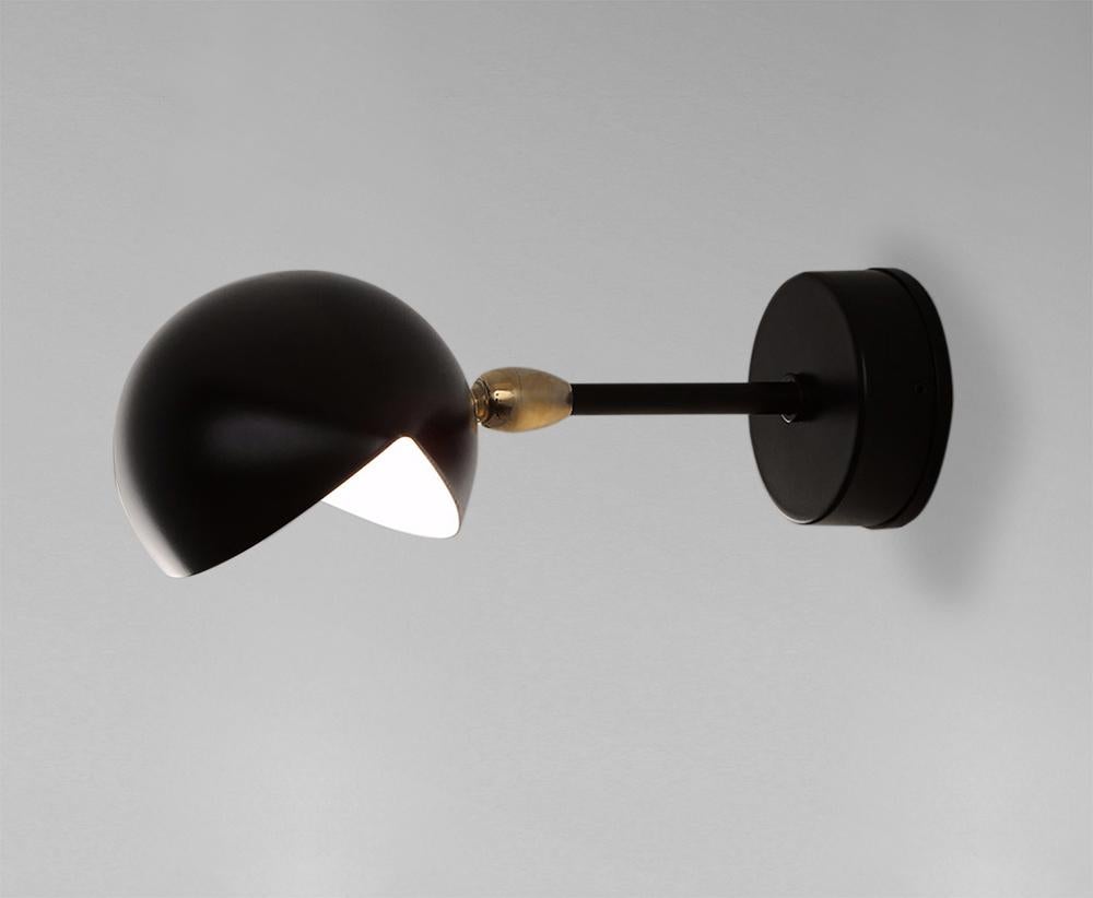 French Serge Mouille Mid-Century Modern Black Eye Sconce Wall Lamp For Sale